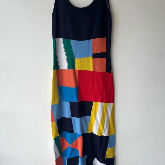 STAUD Colorblock Midi Dress - Multicolor - Picture 7 of 8
